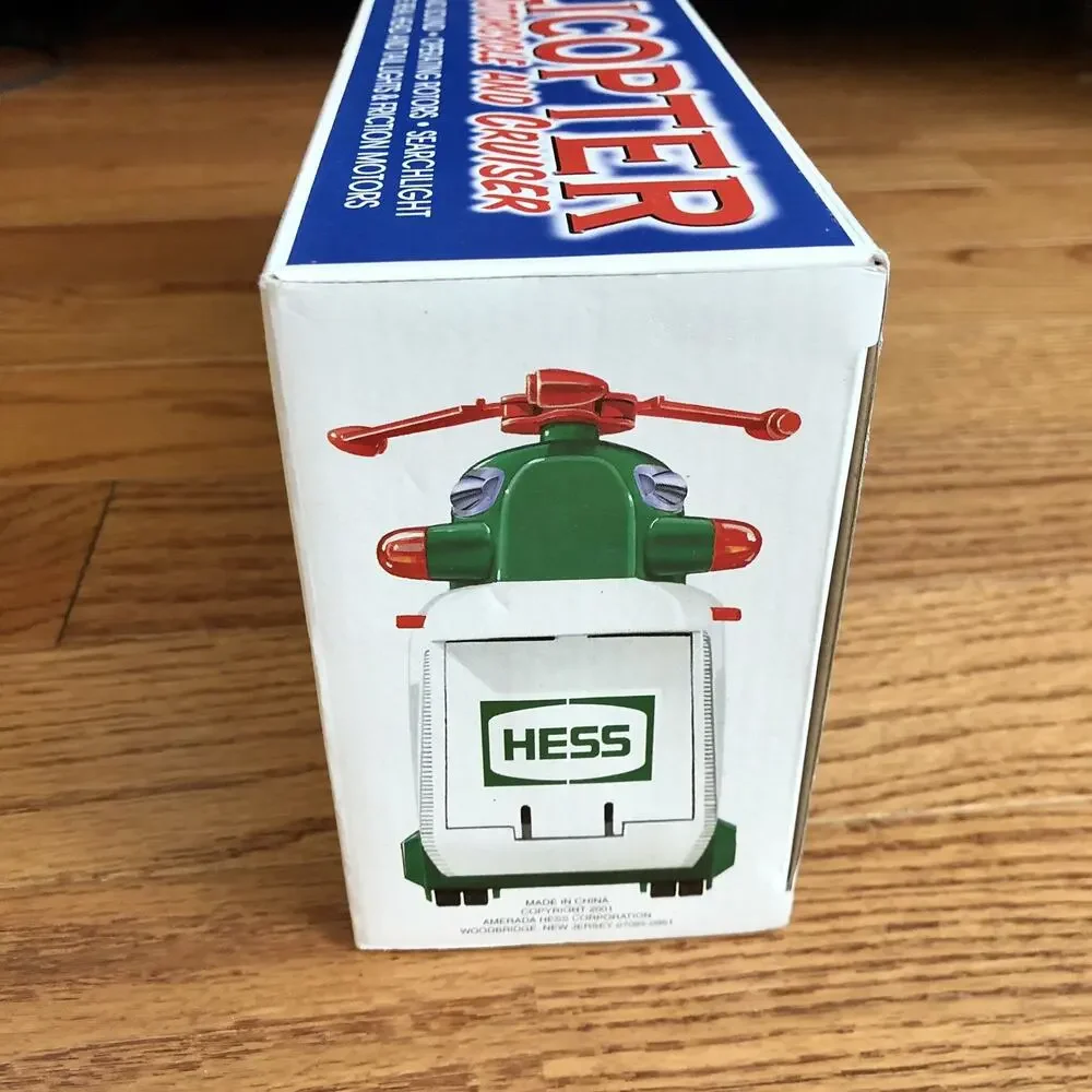 Hess Helicopter with Motorcycle & Cruiser Lights Sound & Rotors Collector’s NWT